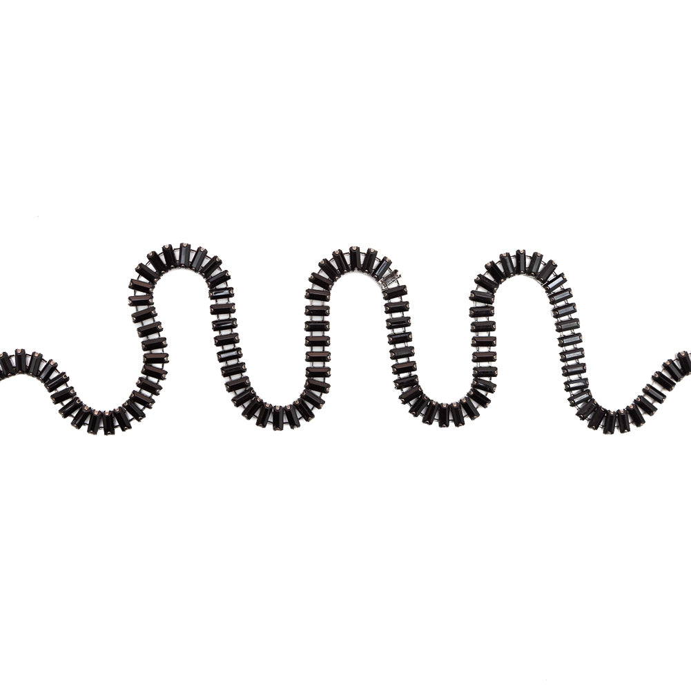 Italian Black Baguette Chain Trim - 0.25 Italian Black Baguette Chain Trim - 0.25