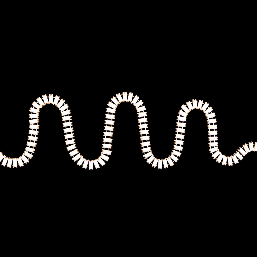 Italian White and Gold Baguette Chain Trim - 0.25 Italian White and Gold Baguette Chain Trim - 0.25