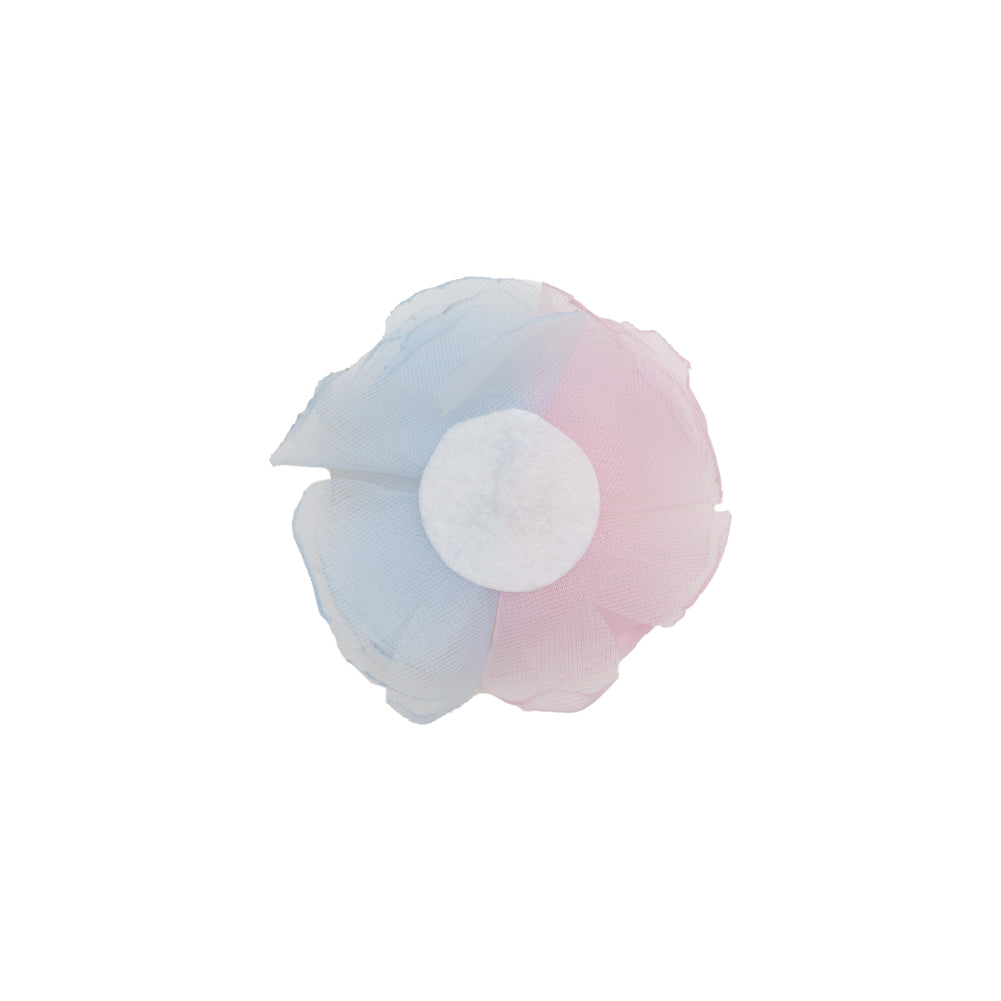 Italian Pink, Blue and Ivory 3D Flower Applique - 2.25" Detail Italian Pink, Blue and Ivory 3D Flower Applique - 2.25" Detail