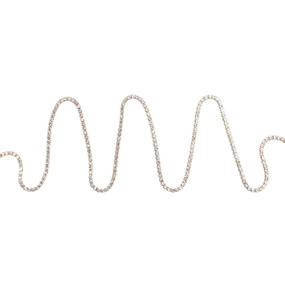 Italian Crystal and Gold Rhinestone Trim - SS6/2MM Italian Crystal and Gold Rhinestone Trim - SS6/2MM