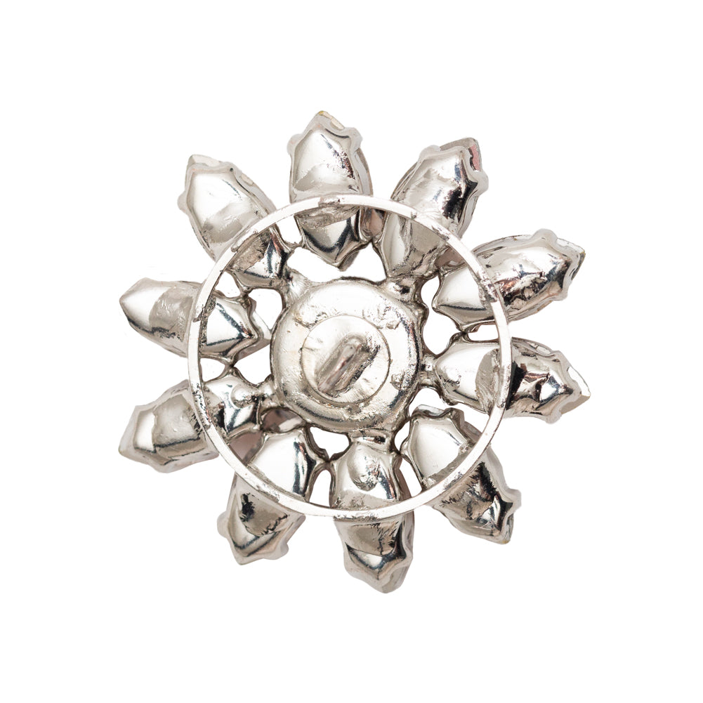 Italian Black Rhinestone Flower Button - 42L/27mm Detail Italian Black Rhinestone Flower Button - 42L/27mm Detail