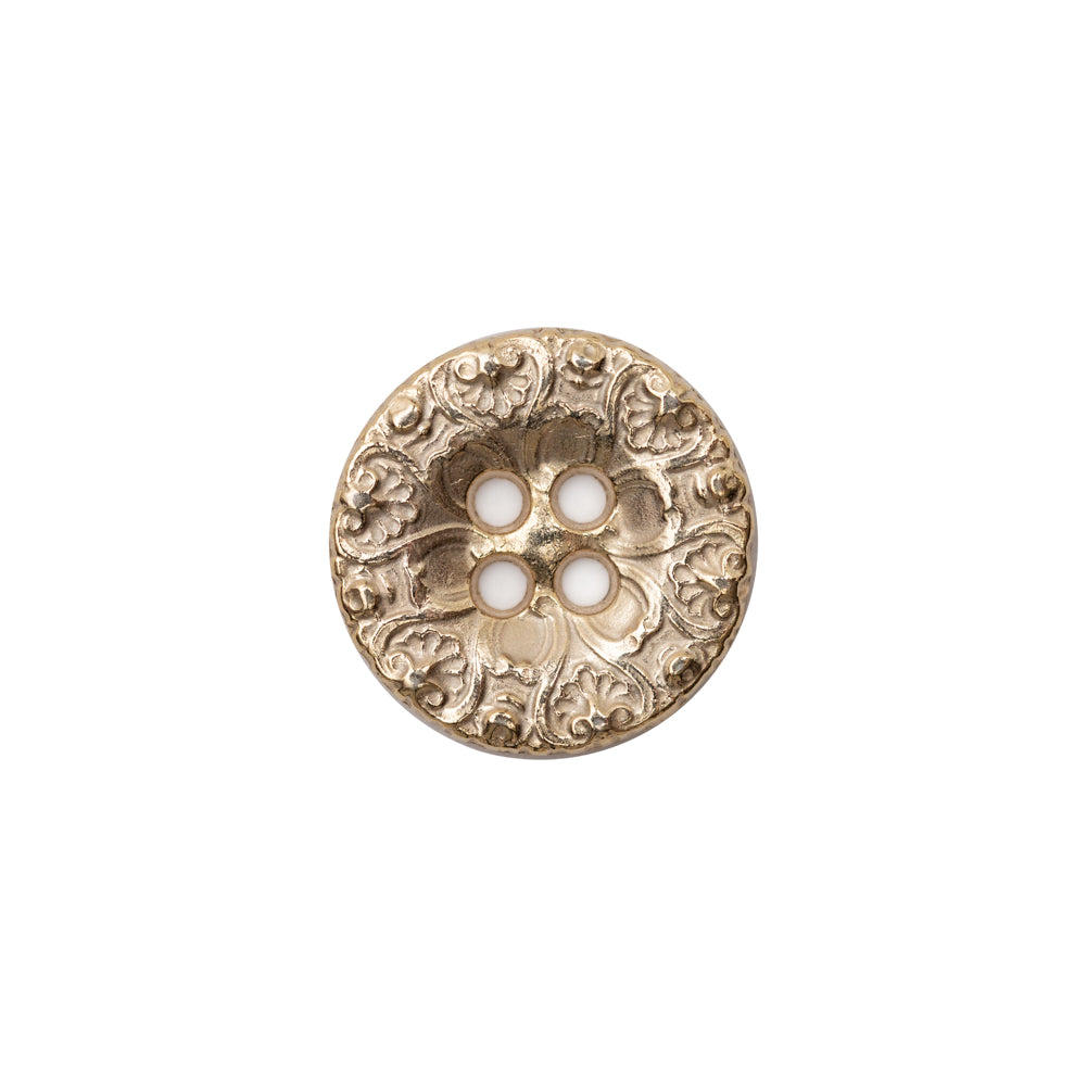 Italian Gold Ornate Metal Zamac Button - 24L/15MM Italian Gold Ornate Metal Zamac Button - 24L/15MM