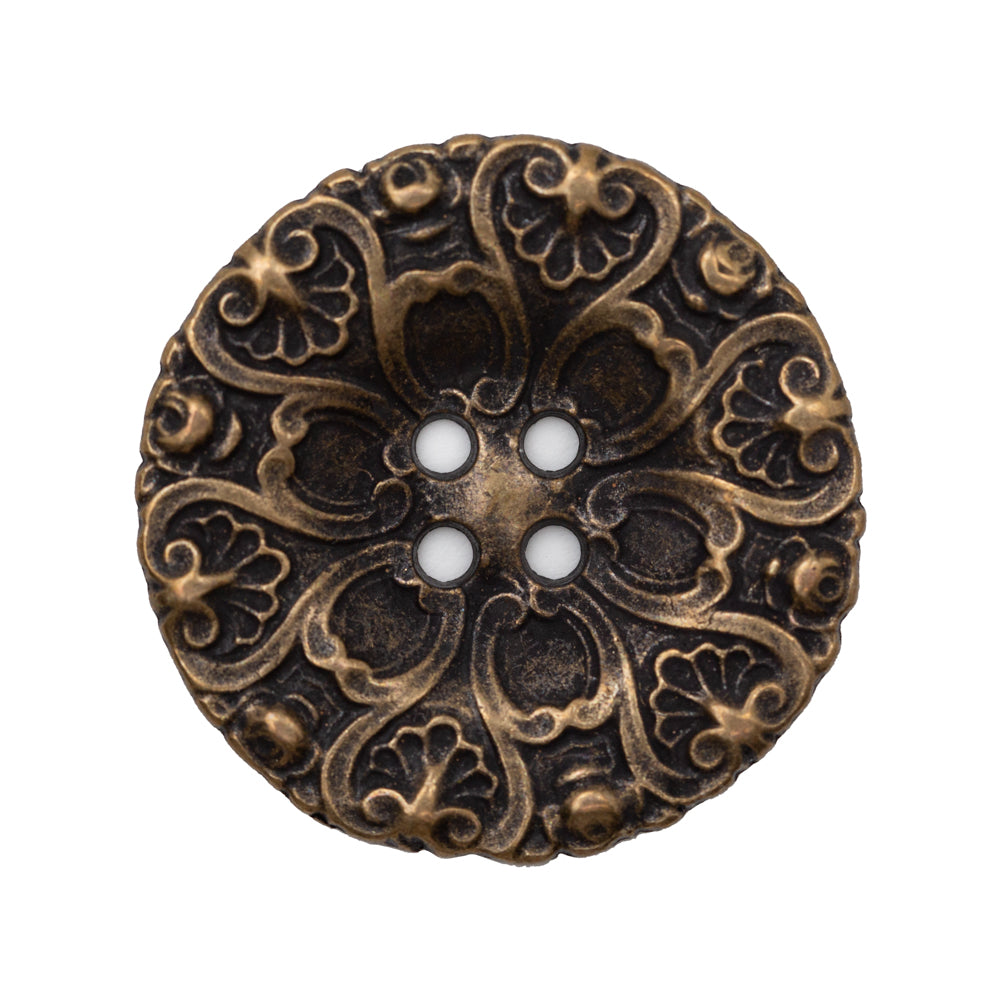 Italian Antique Gold Ornate Metal Zamac Button - 44L/28mm Italian Antique Gold Ornate Metal Zamac Button - 44L/28mm