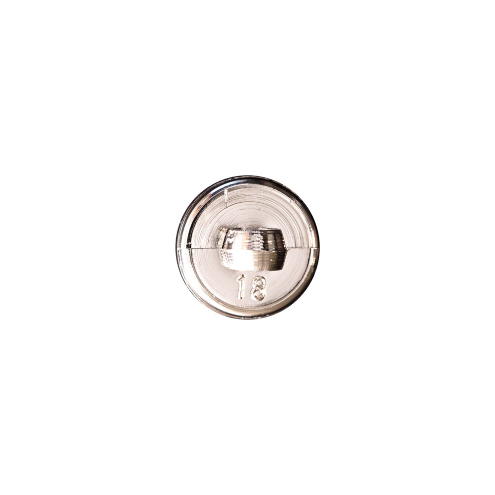 Italian Silver Domed Plastic Shank-Back Button - 18L/11.5mm - Detail