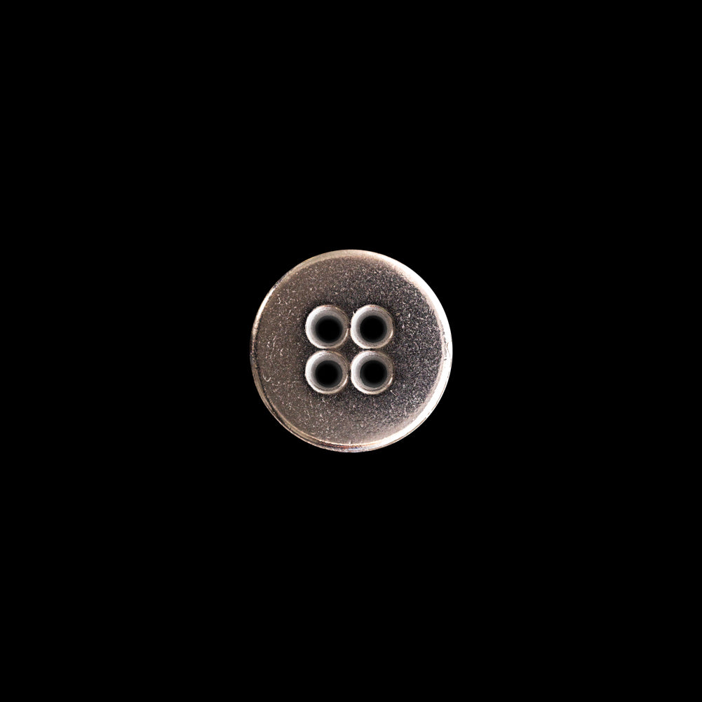 Italian Silver Metal 4-Hole Button - 18L/11.5mm Detail Italian Silver Metal 4-Hole Button - 18L/11.5mm Detail