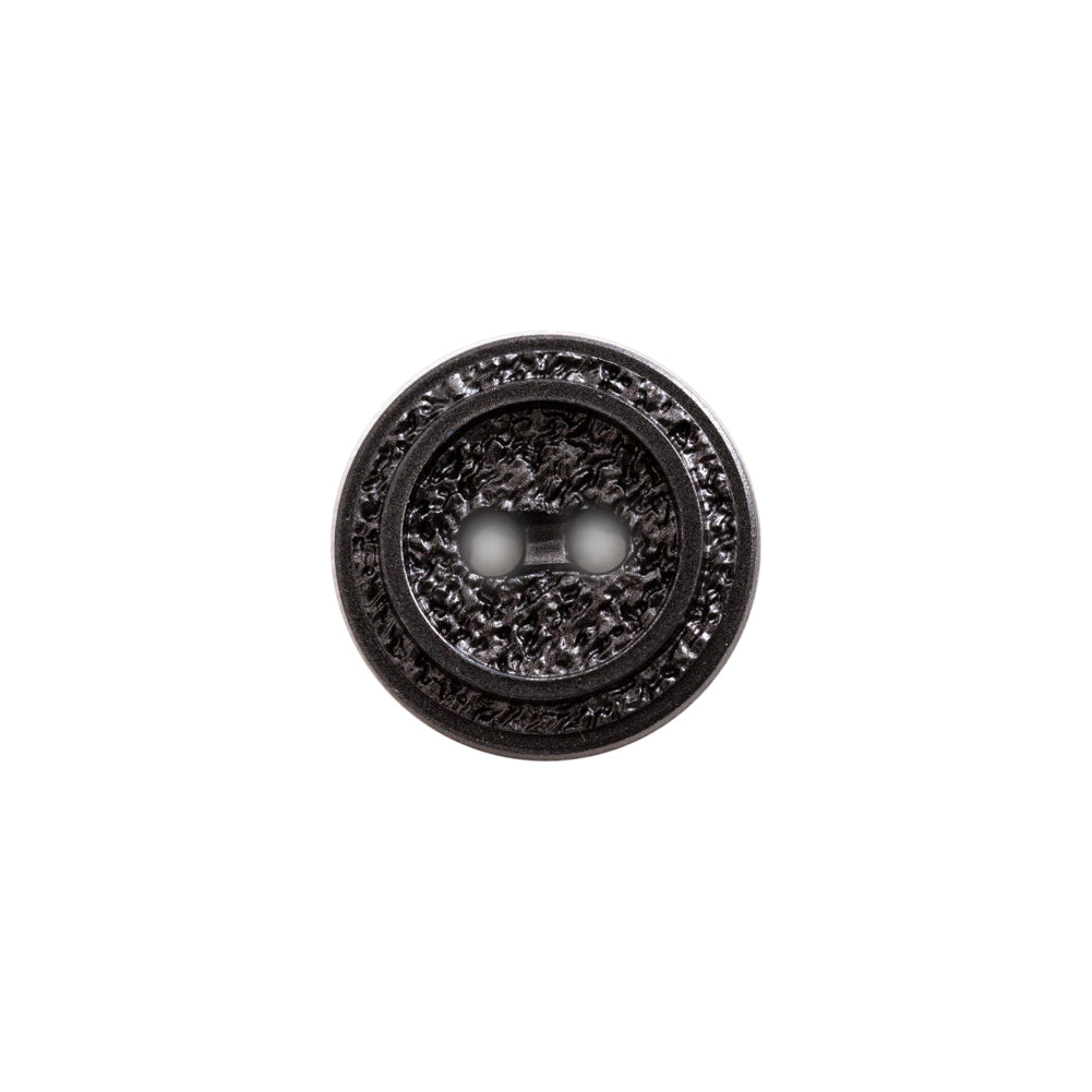 Italian Black Gravel 2-Hole Button - 24L/15mm Italian Black Gravel 2-Hole Button - 24L/15mm