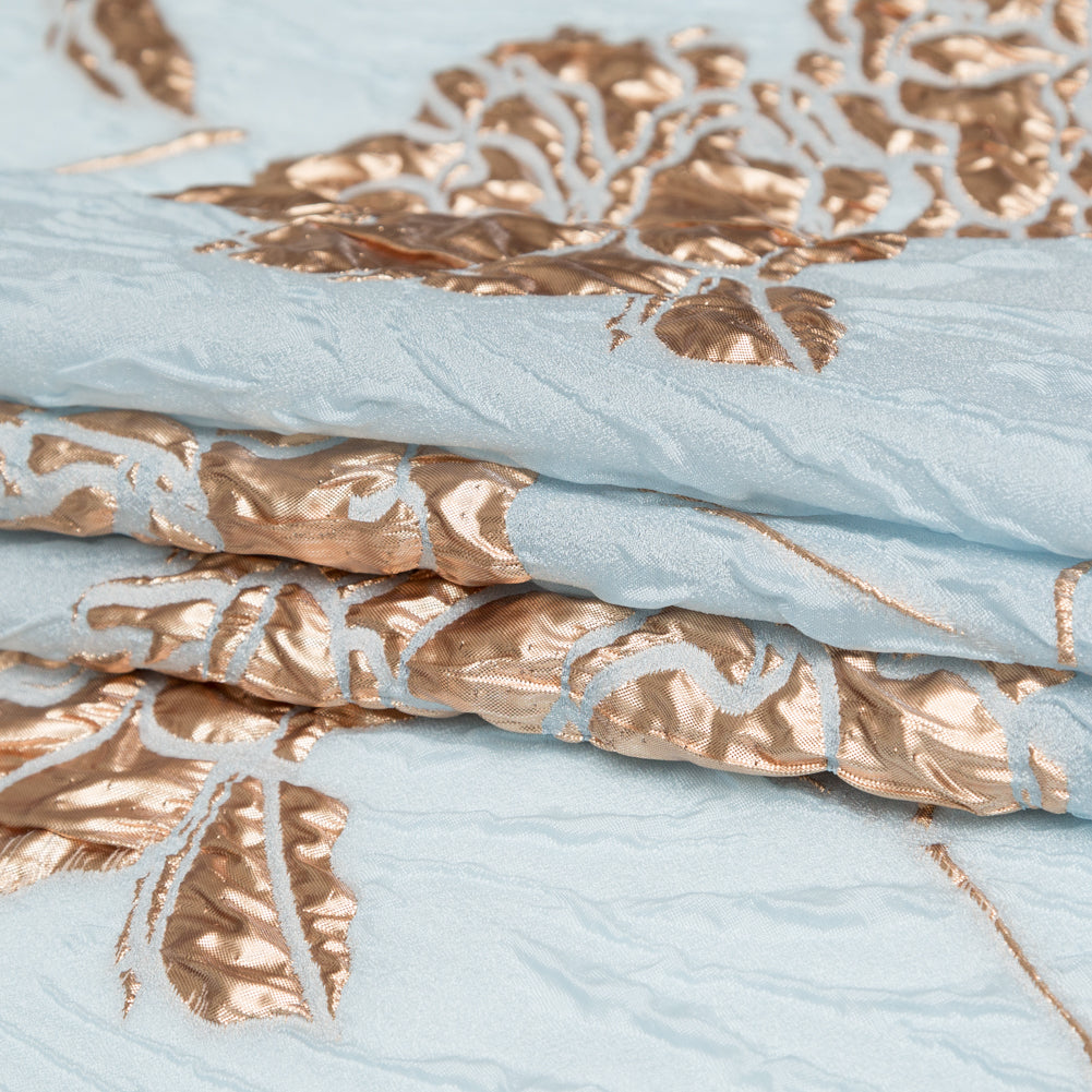 Metallic Bronze and Pearl Blue Rosy Luxury Brocade - Folded Metallic Bronze and Pearl Blue Rosy Luxury Brocade - Folded