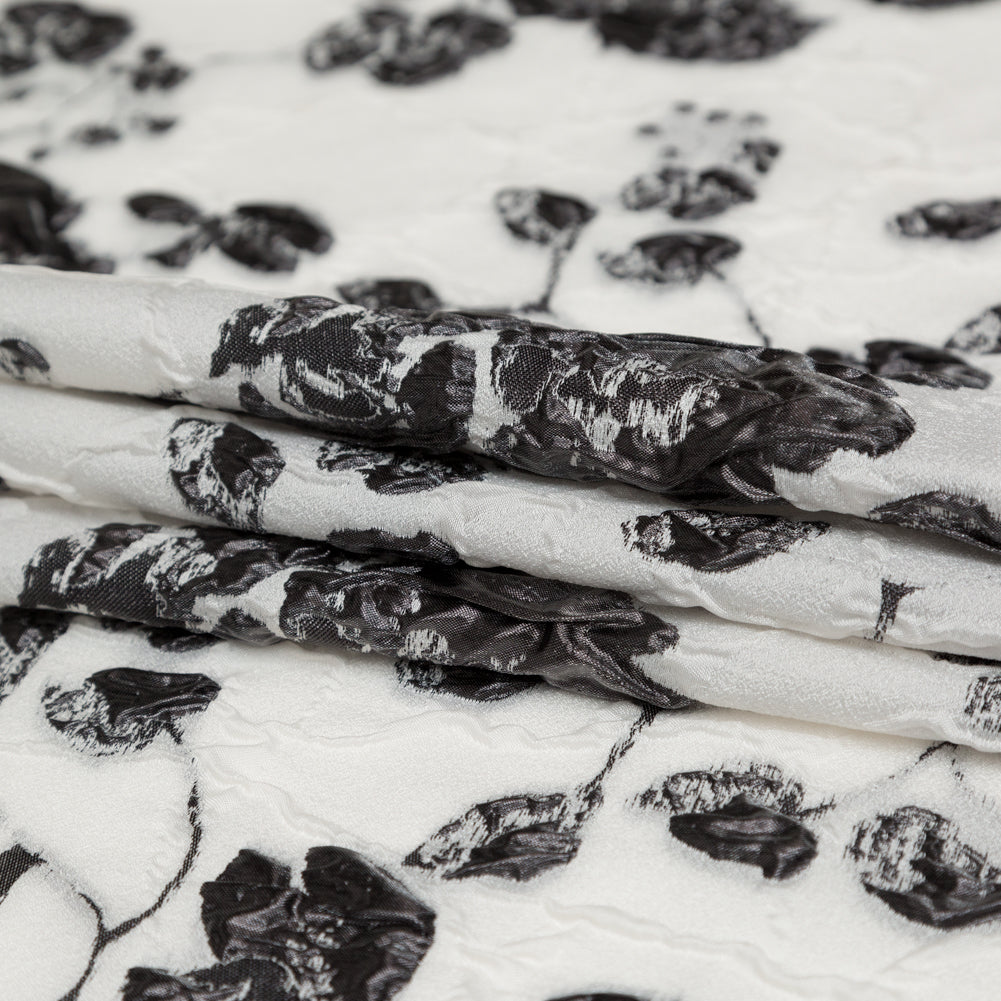 Metallic Black and White Alyssum Rosy Luxury Brocade - Folded Metallic Black and White Alyssum Rosy Luxury Brocade - Folded