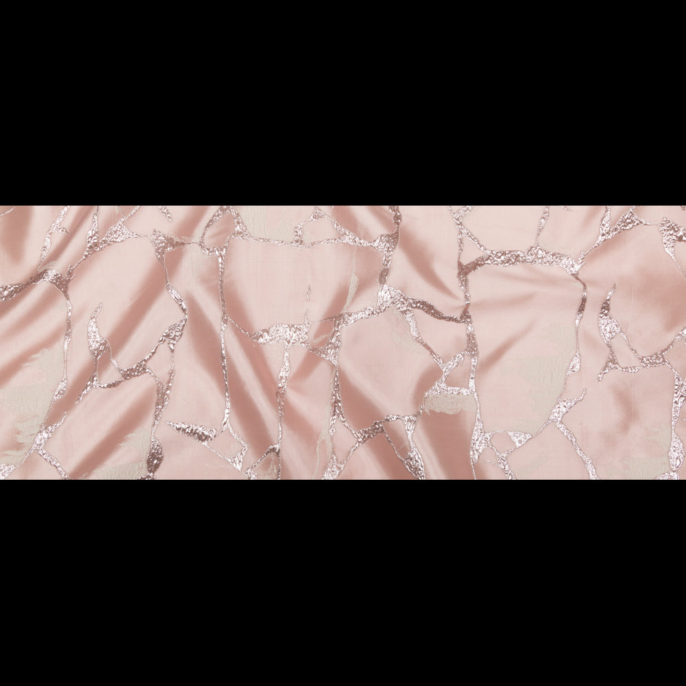 Metallic Dynasty Pink, Misty Rose and Shell Satin-Faced Abstract Luxury Brocade - Full Metallic Dynasty Pink, Misty Rose and Shell Satin-Faced Abstract Luxury Brocade - Full