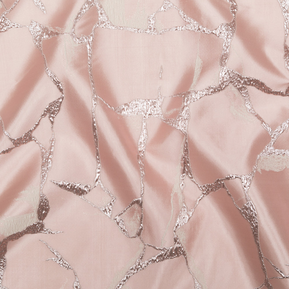 Metallic Dynasty Pink, Misty Rose and Shell Satin-Faced Abstract Luxury Brocade Metallic Dynasty Pink, Misty Rose and Shell Satin-Faced Abstract Luxury Brocade