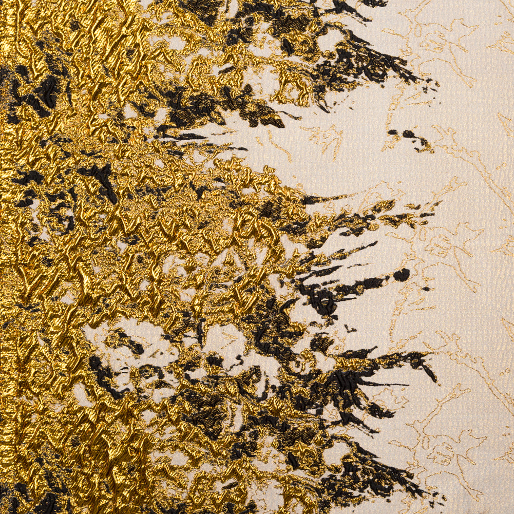 Metallic Bright Gold and Toasted Almond Abstract Border Brocade Metallic Bright Gold and Toasted Almond Abstract Border Brocade