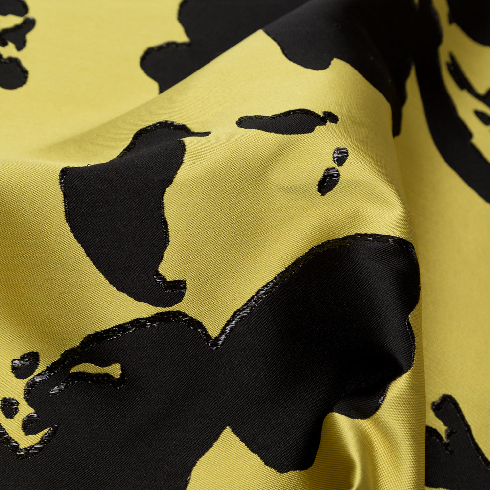 Metallic Abstract Jacquard Lame - Black and Blazing Yellow Detail Metallic Abstract Jacquard Lame - Black and Blazing Yellow Detail