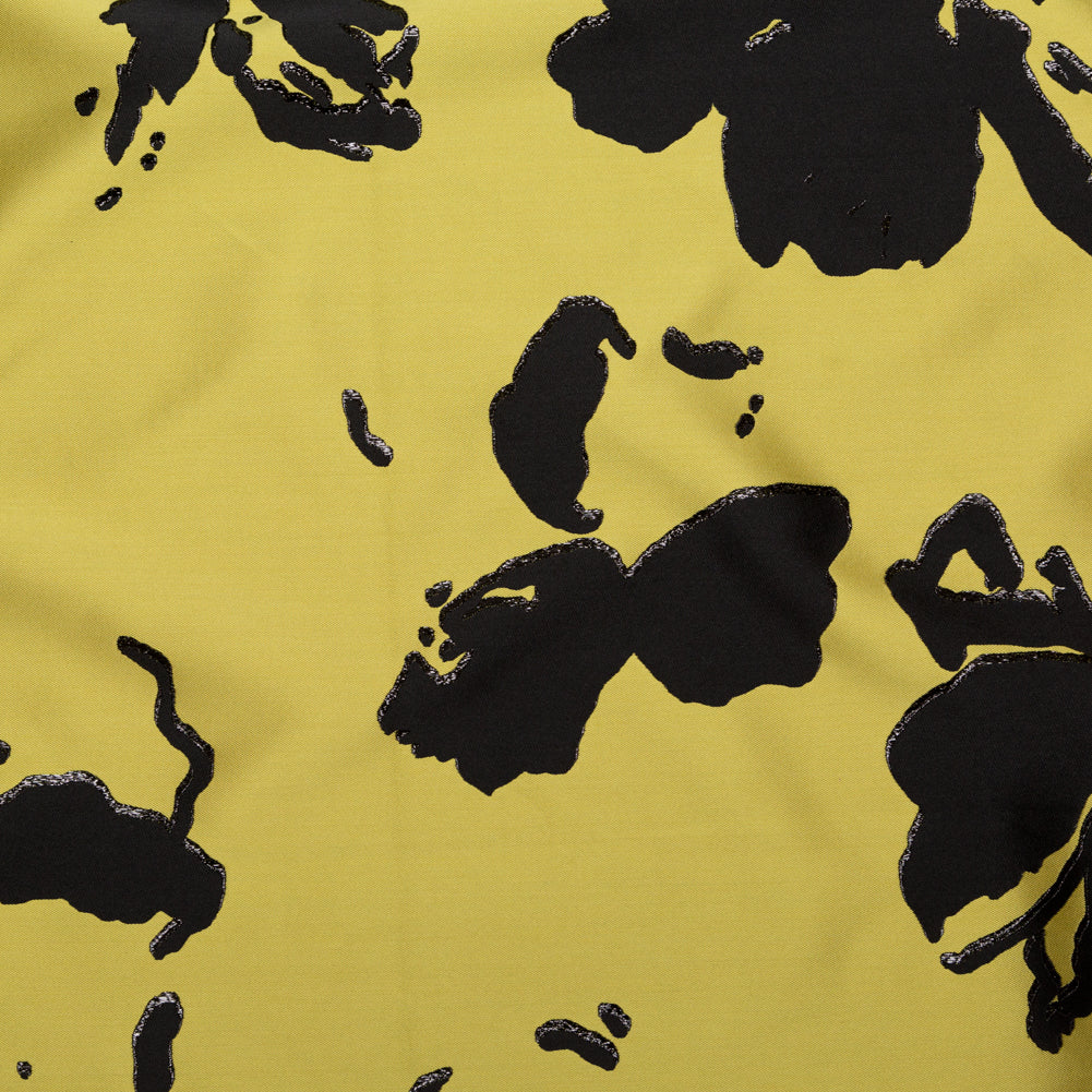 Metallic Abstract Jacquard Lame - Black and Blazing Yellow Metallic Abstract Jacquard Lame - Black and Blazing Yellow