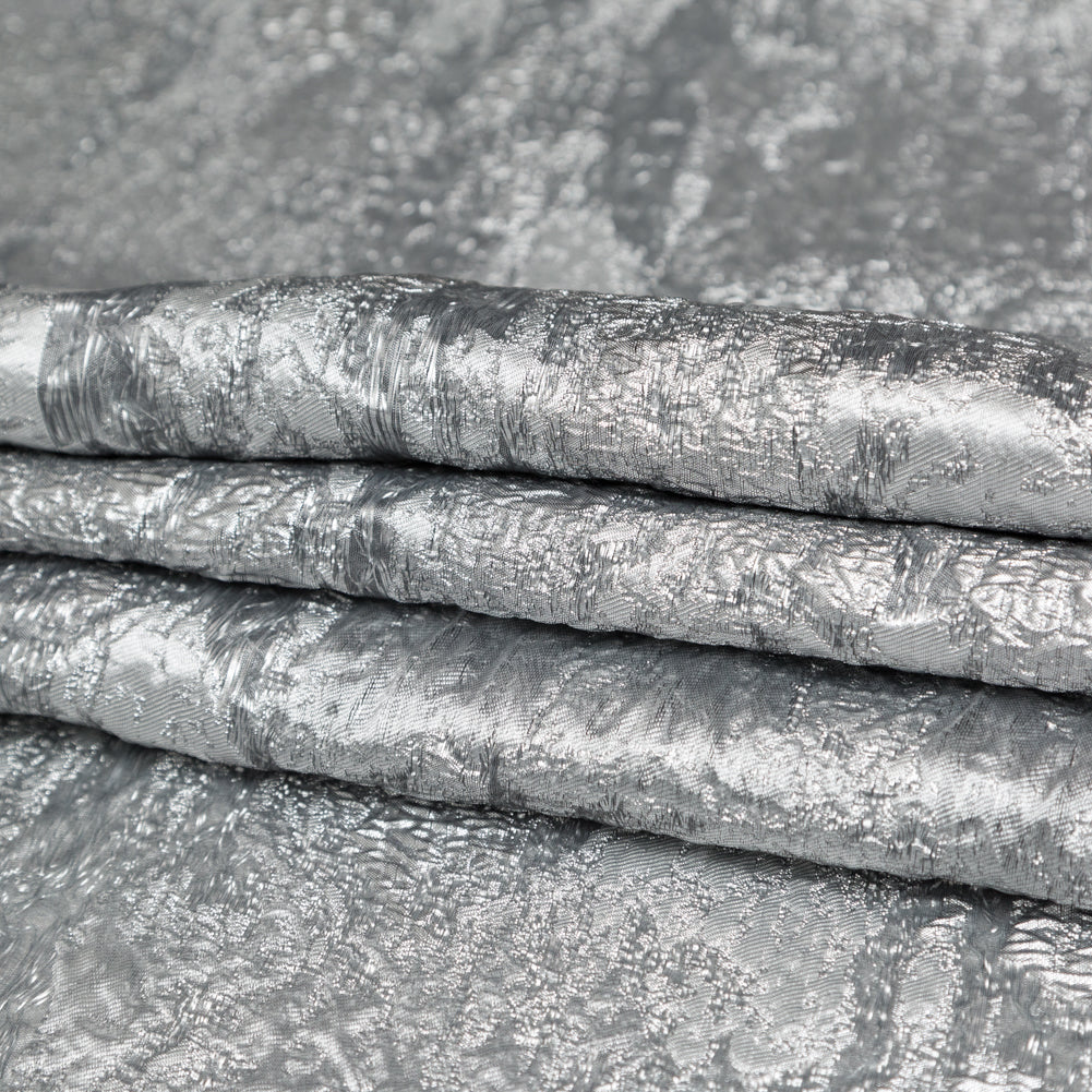 Metallic Matte Silver Abstract Luxury Brocade - Folded Metallic Matte Silver Abstract Luxury Brocade - Folded