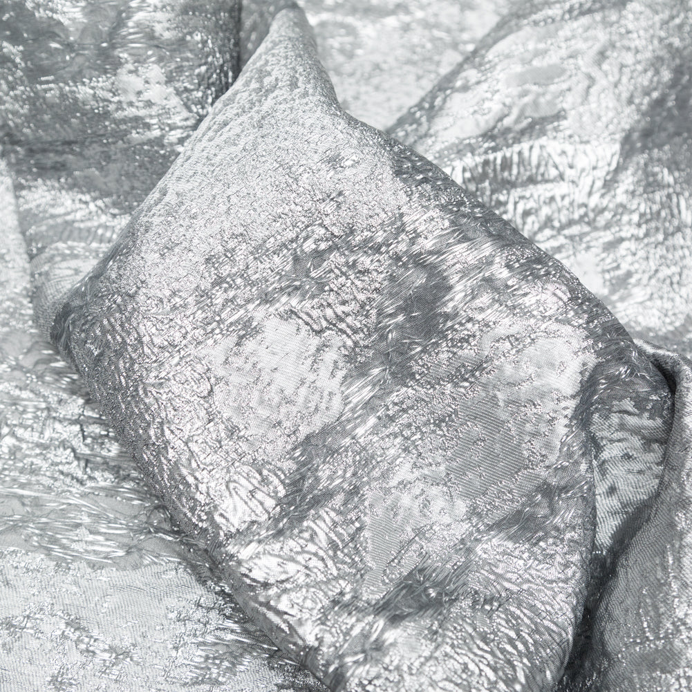 Metallic Matte Silver Abstract Luxury Brocade - Detail Metallic Matte Silver Abstract Luxury Brocade - Detail
