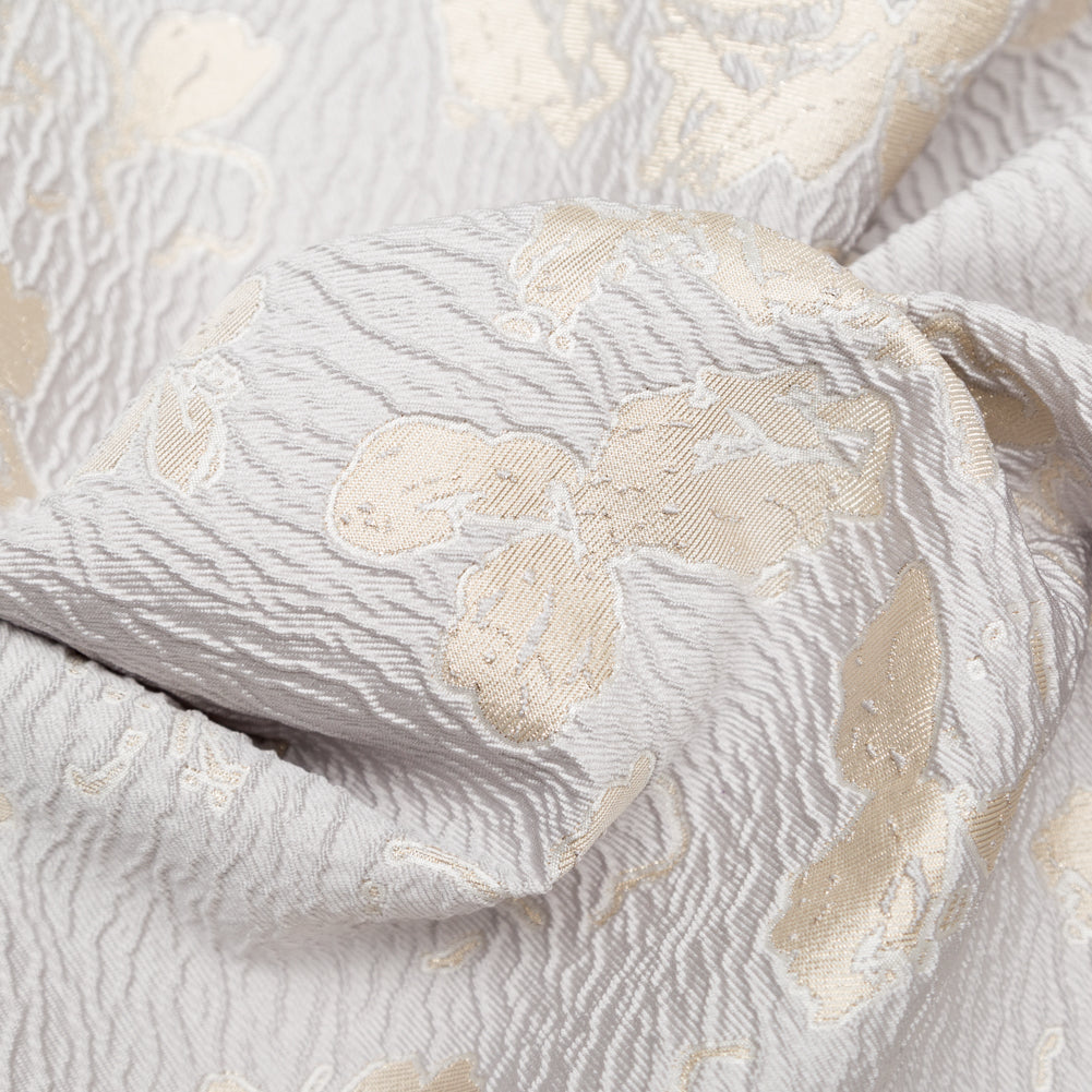 Metallic Aloe Wash and White Sand Floral Luxury Brocade - Detail Metallic Aloe Wash and White Sand Floral Luxury Brocade - Detail