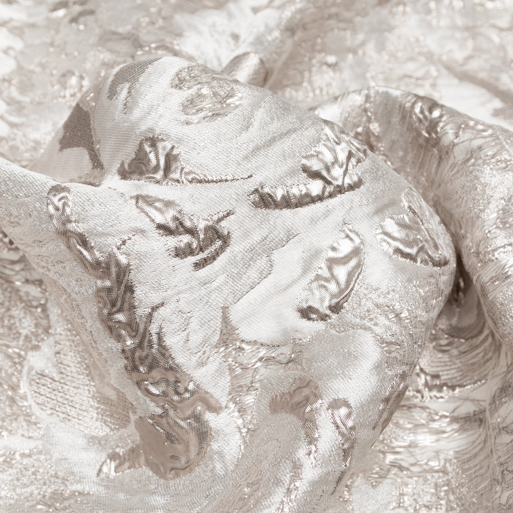 Metallic Silver and Castle Wall Rosy Luxury Brocade - Detail Metallic Silver and Castle Wall Rosy Luxury Brocade - Detail
