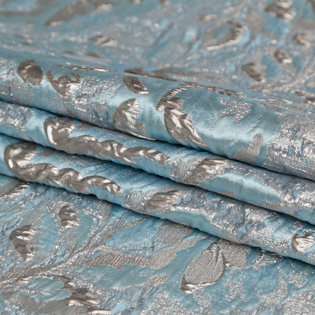 Metallic Zinc and Tourmaline Rosy Luxury Brocade - Folded Metallic Zinc and Tourmaline Rosy Luxury Brocade - Folded