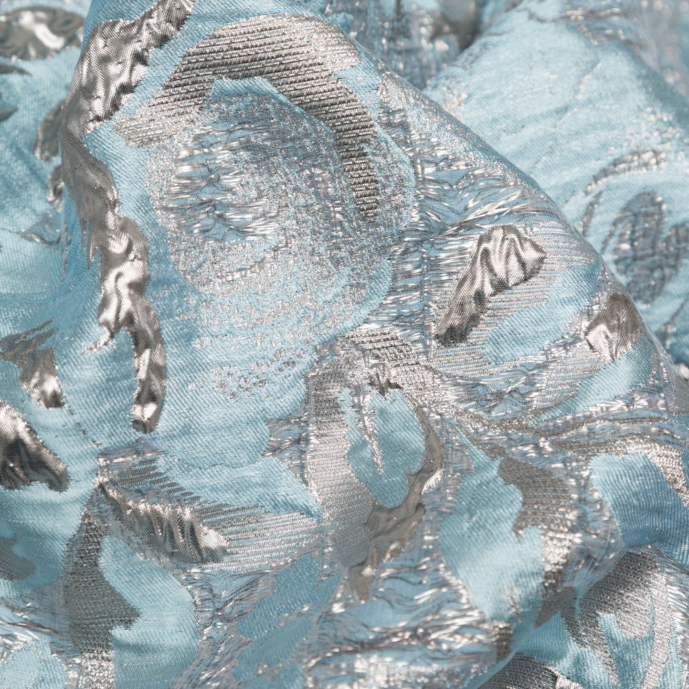 Metallic Zinc and Tourmaline Rosy Luxury Brocade - Detail Metallic Zinc and Tourmaline Rosy Luxury Brocade - Detail