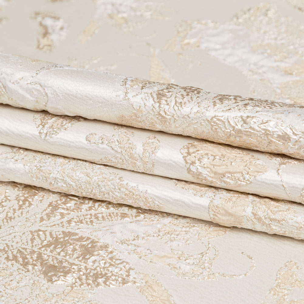 Metallic Bright Gold and Crystal Gray Floral Luxury Brocade Folded Metallic Bright Gold and Crystal Gray Floral Luxury Brocade Folded