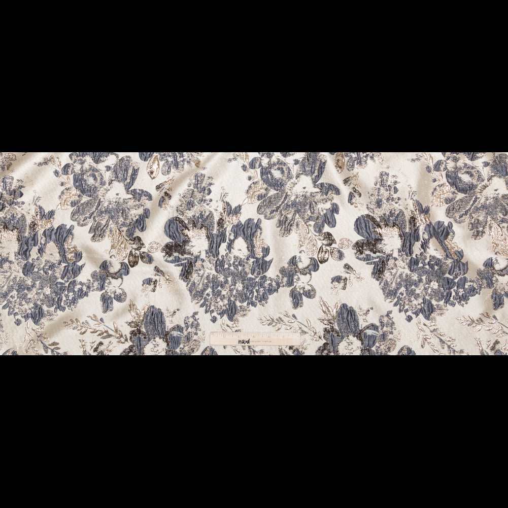 Metallic Bright Gold, Oyster Gray and Odyssey Gray Floral Luxury Brocade Full Metallic Bright Gold, Oyster Gray and Odyssey Gray Floral Luxury Brocade Full