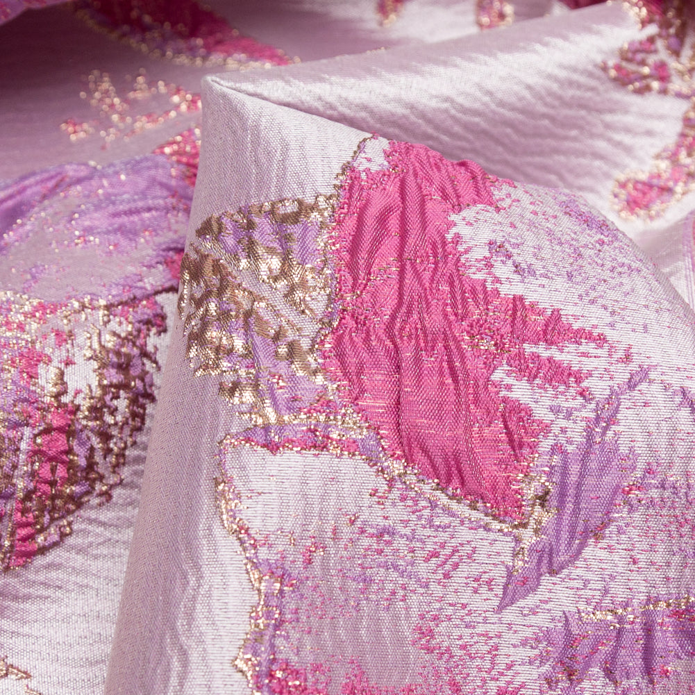 Floral Metallic Brocade - Bright Gold, Lavender and Fuchsia Pink Detail Floral Metallic Brocade - Bright Gold, Lavender and Fuchsia Pink Detail