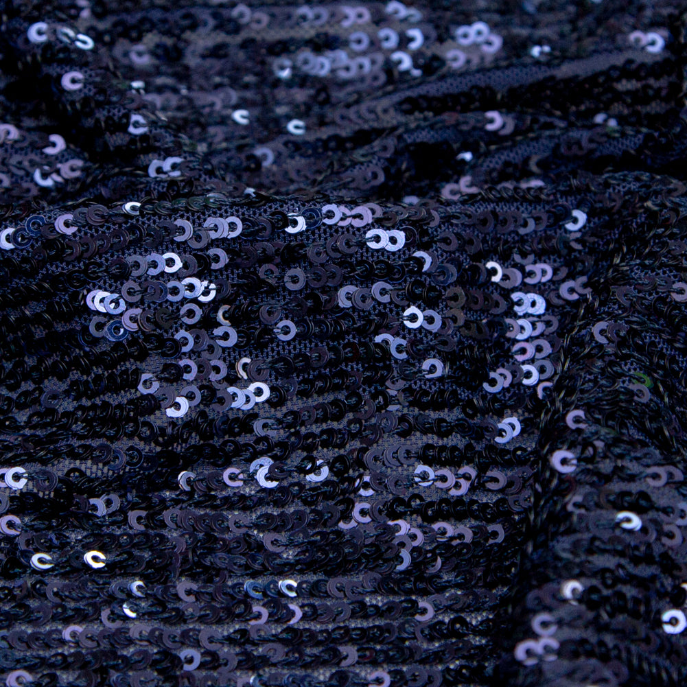 Navy Striped Baby Sequins on Stretch Mesh Detail Navy Striped Baby Sequins on Stretch Mesh Detail