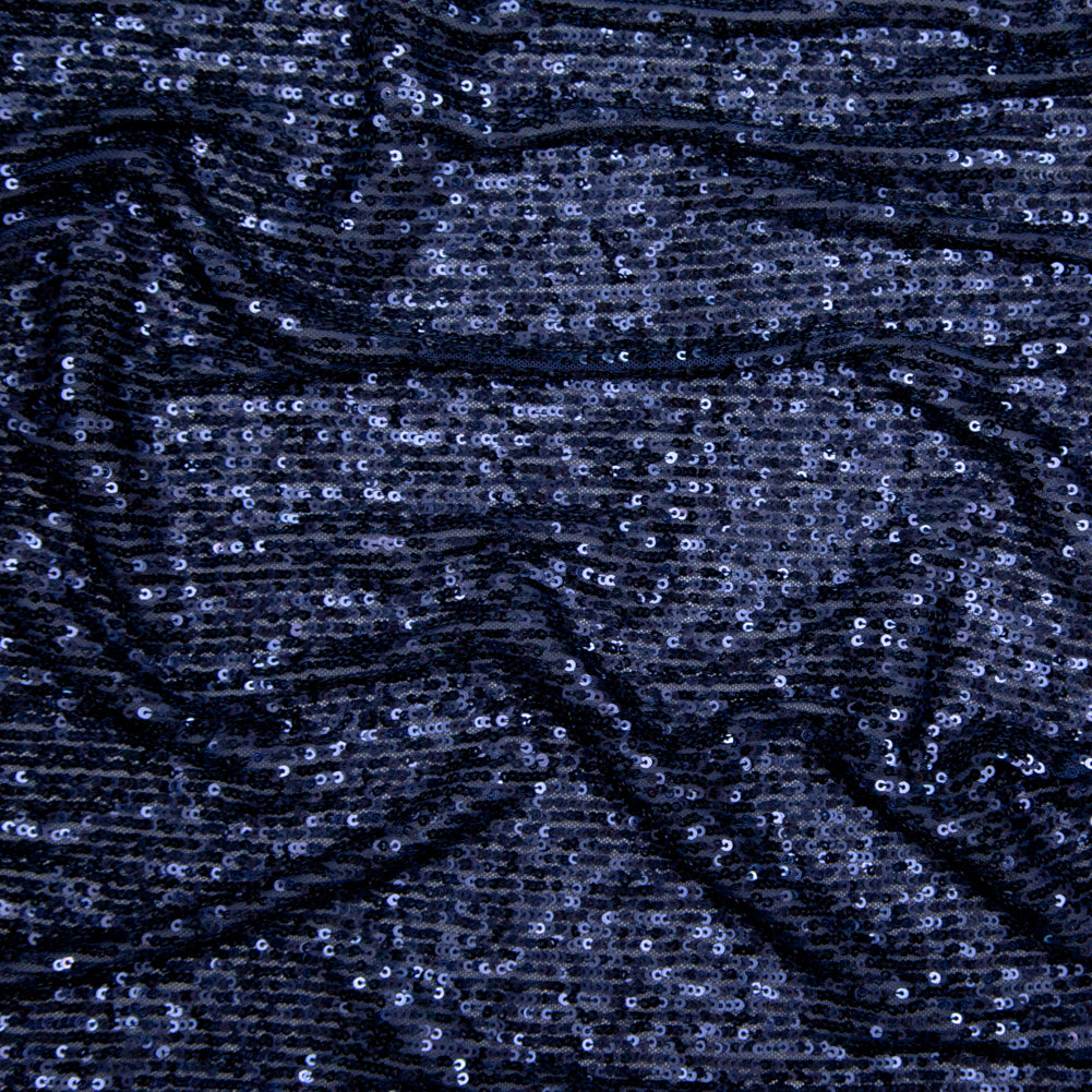 Navy Striped Baby Sequins on Stretch Mesh Navy Striped Baby Sequins on Stretch Mesh