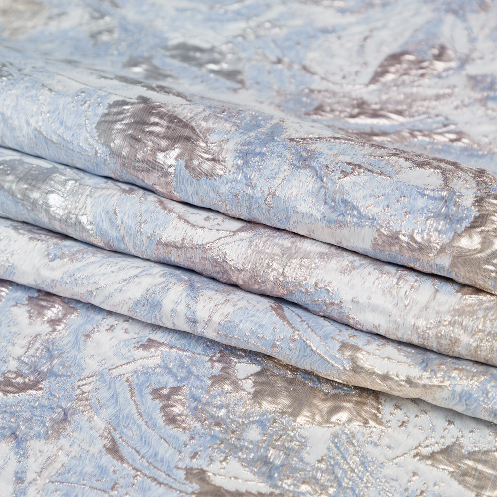 Metallic Golden Egg, Plein Air and Kentucky Blue Abstract Luxury Brocade - Folded Metallic Golden Egg, Plein Air and Kentucky Blue Abstract Luxury Brocade - Folded