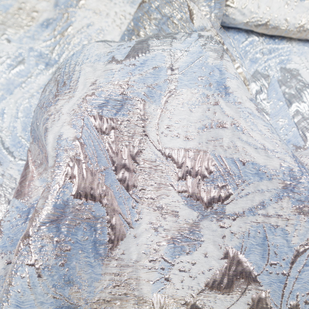 Metallic Golden Egg, Plein Air and Kentucky Blue Abstract Luxury Brocade - Detail Metallic Golden Egg, Plein Air and Kentucky Blue Abstract Luxury Brocade - Detail
