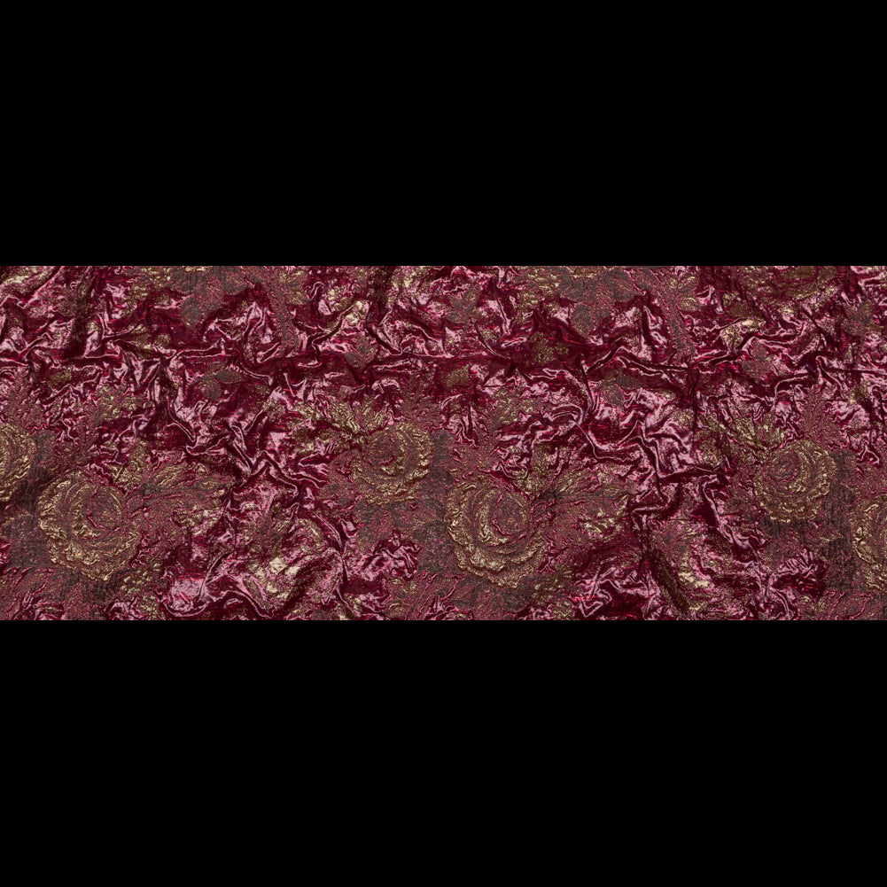 Metallic Raspberry Radiance and Bright Gold Floral Luxury Double Layer Organza Brocade Folded Metallic Raspberry Radiance and Bright Gold Floral Luxury Double Layer Organza Brocade Folded