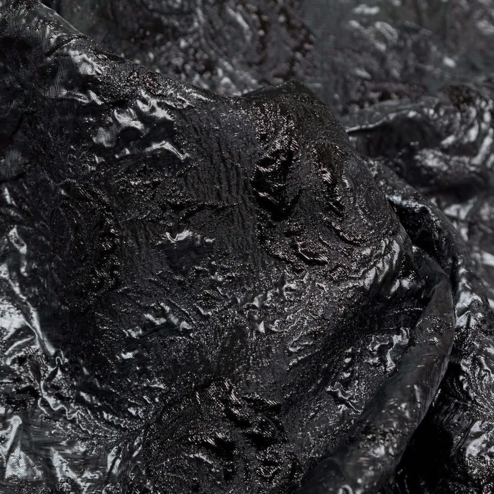 Metallic Gunmetal and After Dark Floral Luxury Double Layer Organza Brocade - Full Metallic Gunmetal and After Dark Floral Luxury Double Layer Organza Brocade - Full