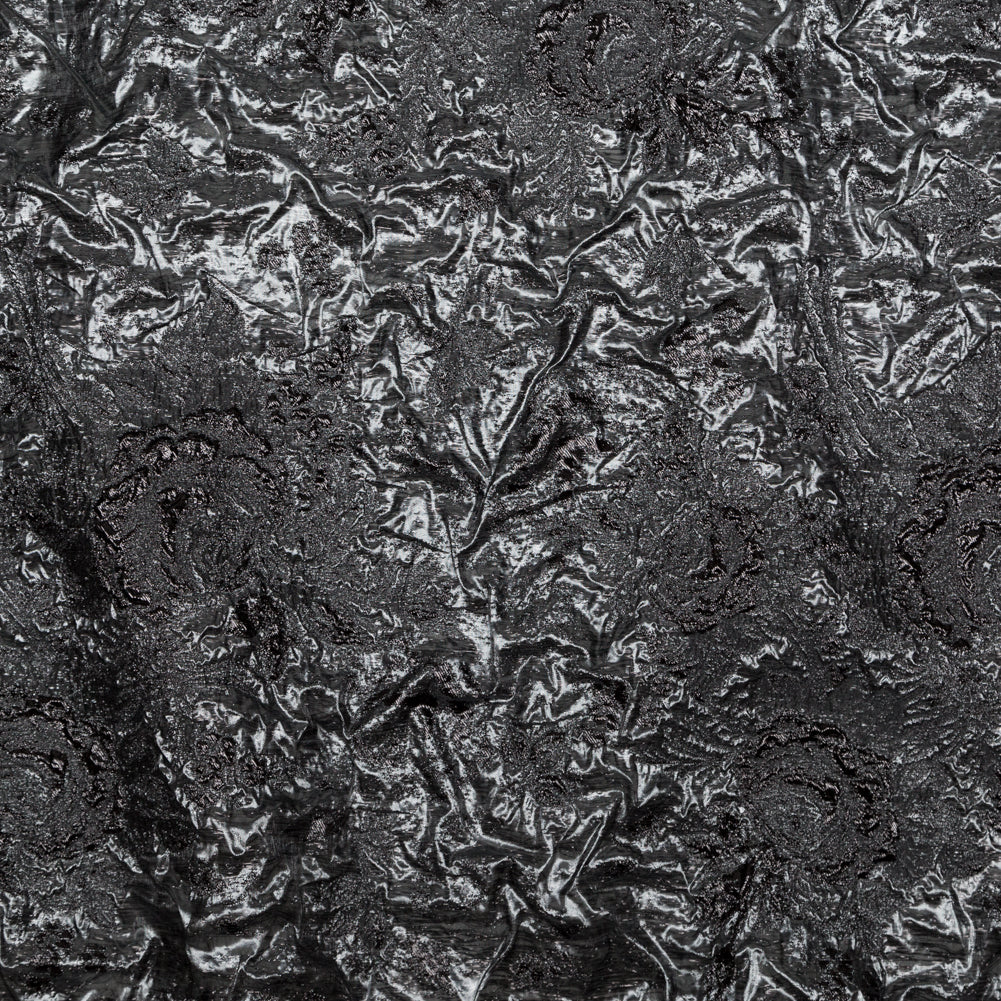 Metallic Gunmetal and After Dark Floral Luxury Double Layer Organza Brocade Metallic Gunmetal and After Dark Floral Luxury Double Layer Organza Brocade