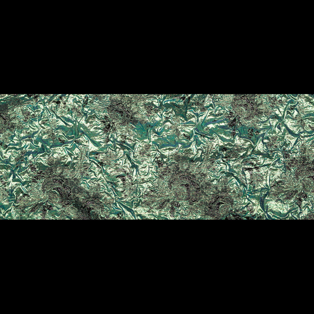 Metallic Verdant Green and Black Floral Luxury Double Layer Organza Brocade Folded Metallic Verdant Green and Black Floral Luxury Double Layer Organza Brocade Folded
