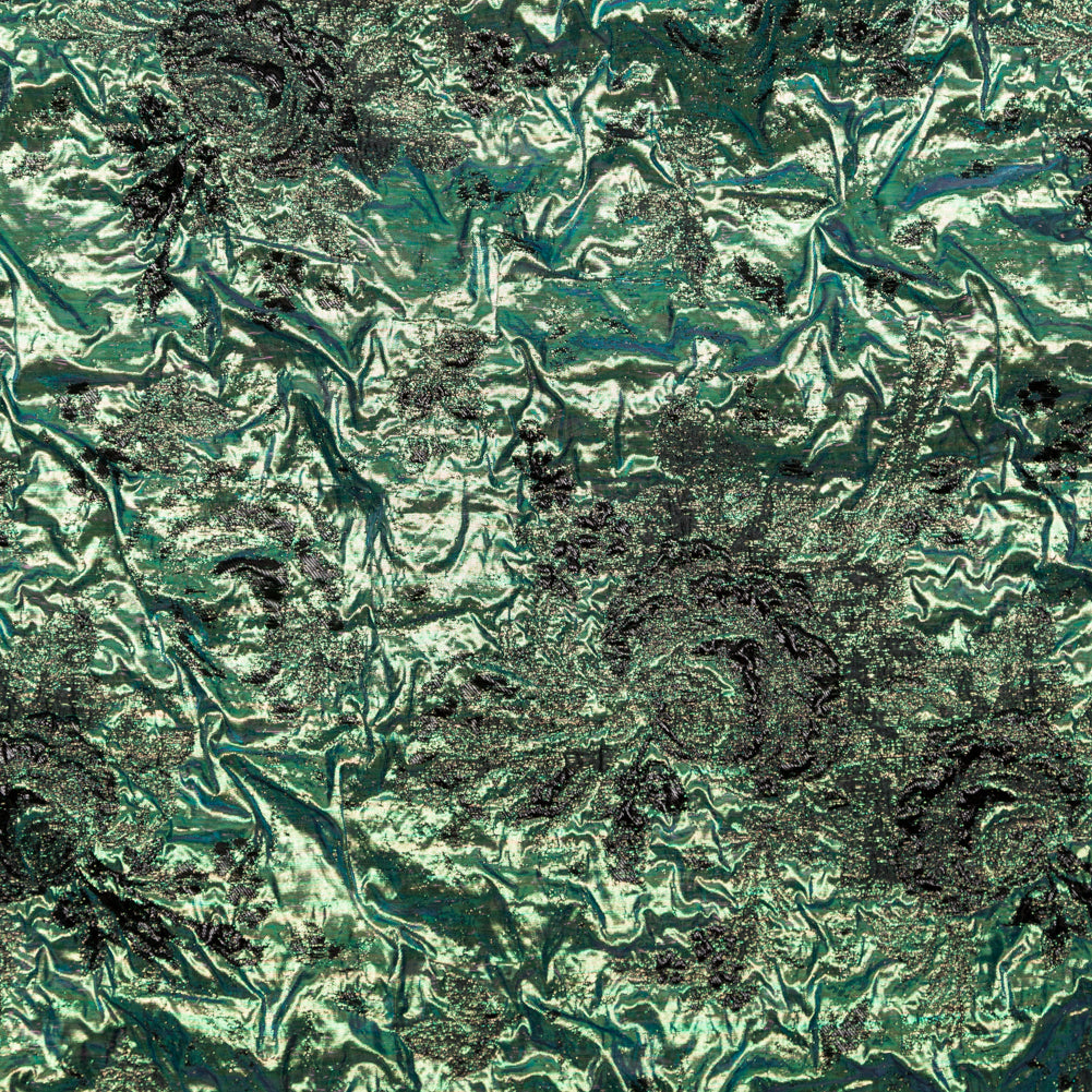 Metallic Verdant Green and Black Floral Luxury Double Layer Organza Brocade Metallic Verdant Green and Black Floral Luxury Double Layer Organza Brocade