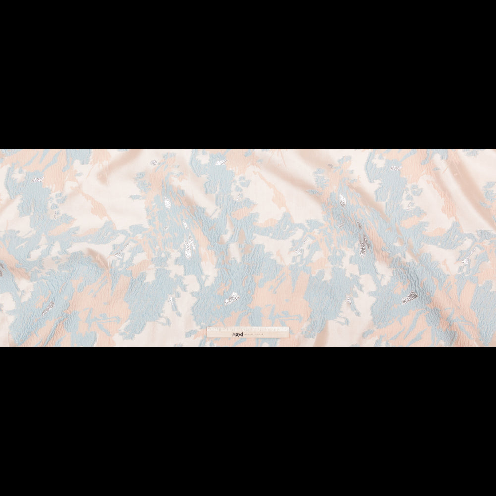 Pearl Blue, Cream Puff, and Metallic Silver Abstract Luxury Brocade - Full Pearl Blue, Cream Puff, and Metallic Silver Abstract Luxury Brocade - Full