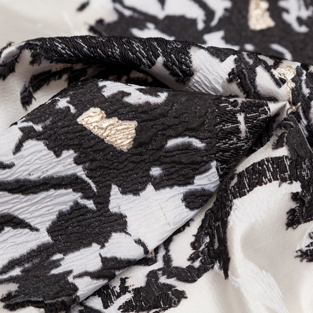 Jet Set, Blanc de Blanc and Metallic Gold Abstract Luxury Brocade - Detail Jet Set, Blanc de Blanc and Metallic Gold Abstract Luxury Brocade - Detail
