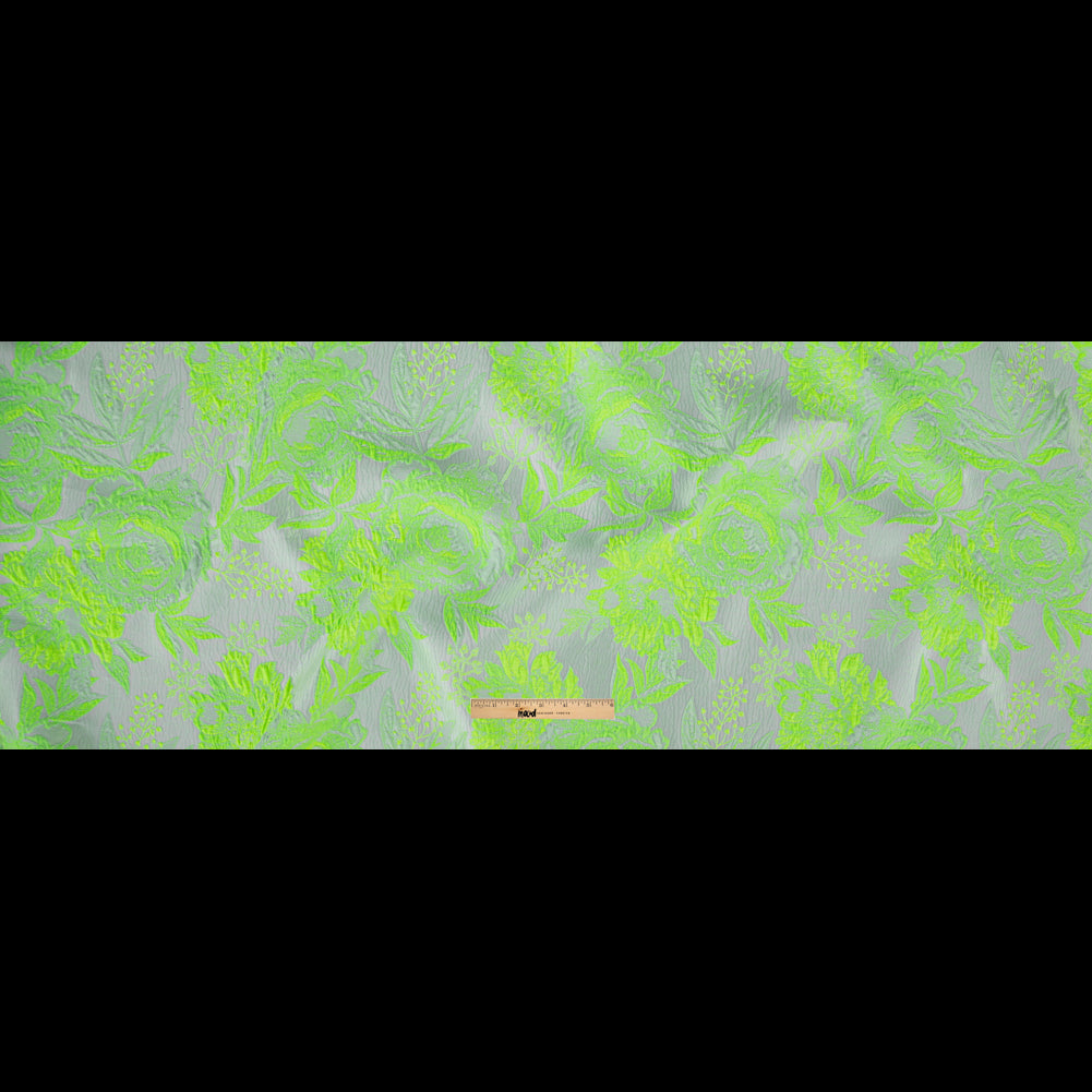 Neon Green Gecko and Frost Foliage Luxury Brocade - Full Neon Green Gecko and Frost Foliage Luxury Brocade - Full