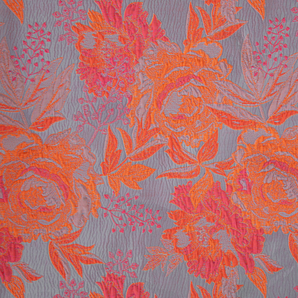 Neon Shocking Orange and Rose Water Foliage Luxury Brocade Neon Shocking Orange and Rose Water Foliage Luxury Brocade