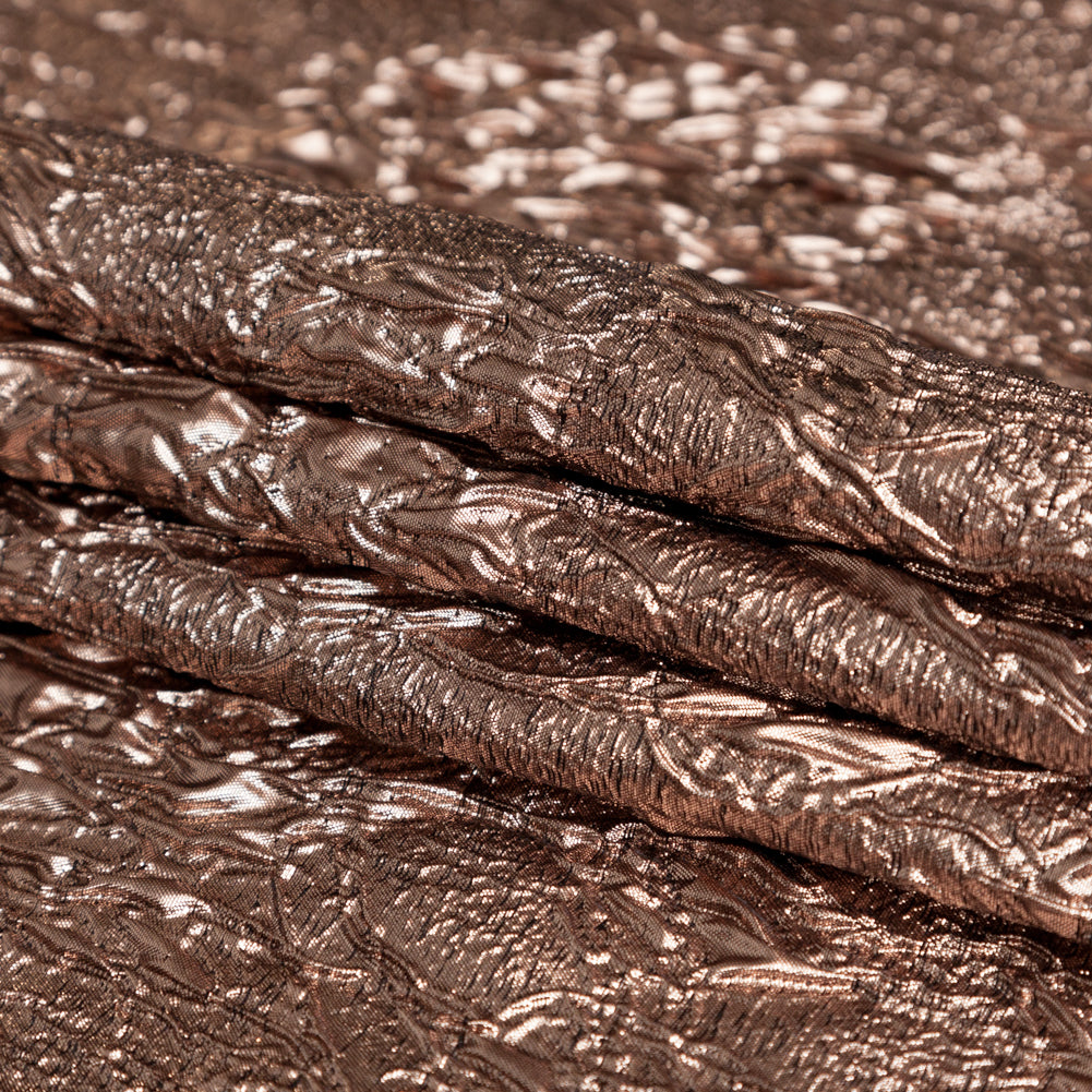 Metallic Teak Crinkled Luxury Brocade Folded Metallic Teak Crinkled Luxury Brocade Folded