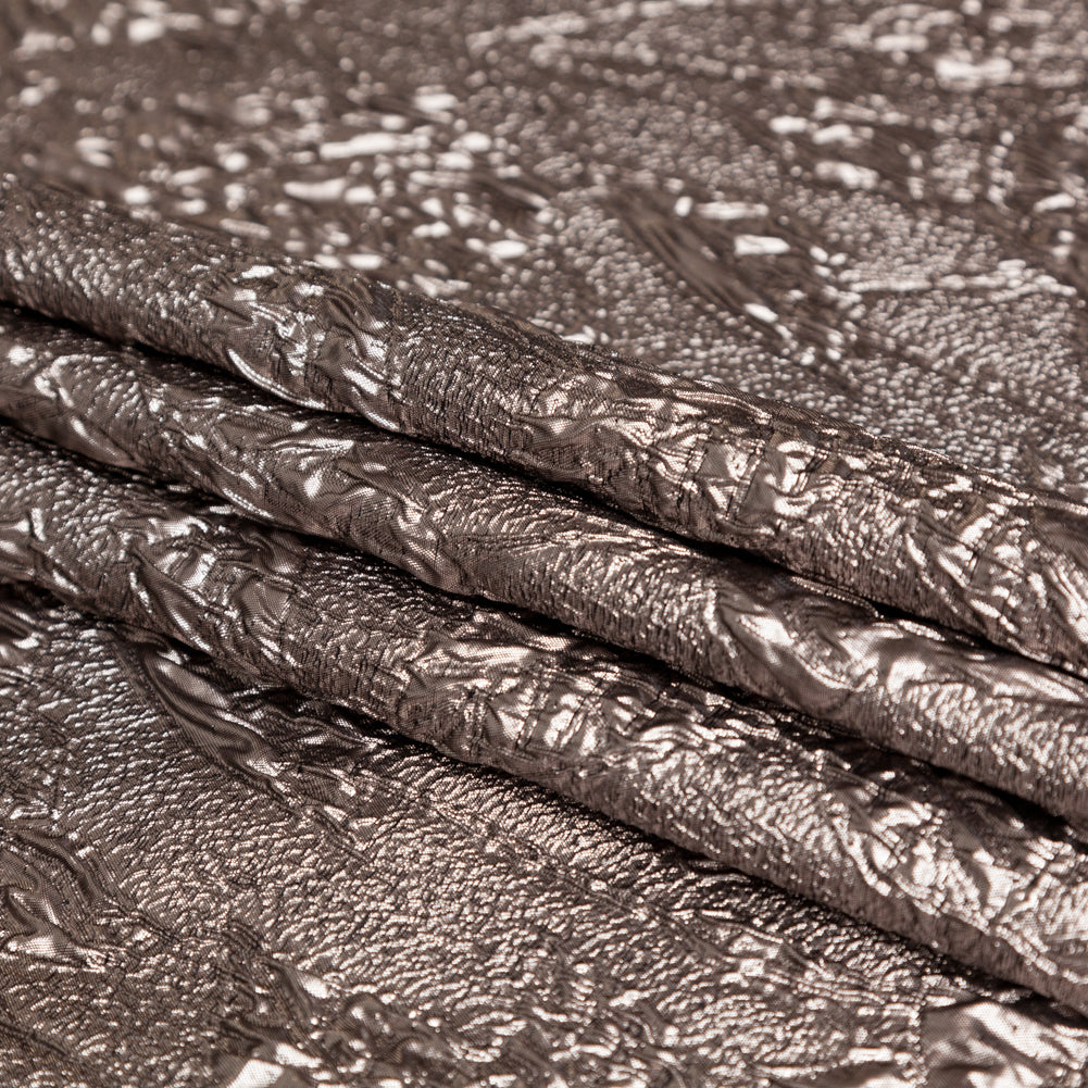 Metallic Cinder Crinkled Luxury Brocade - Folded Metallic Cinder Crinkled Luxury Brocade - Folded