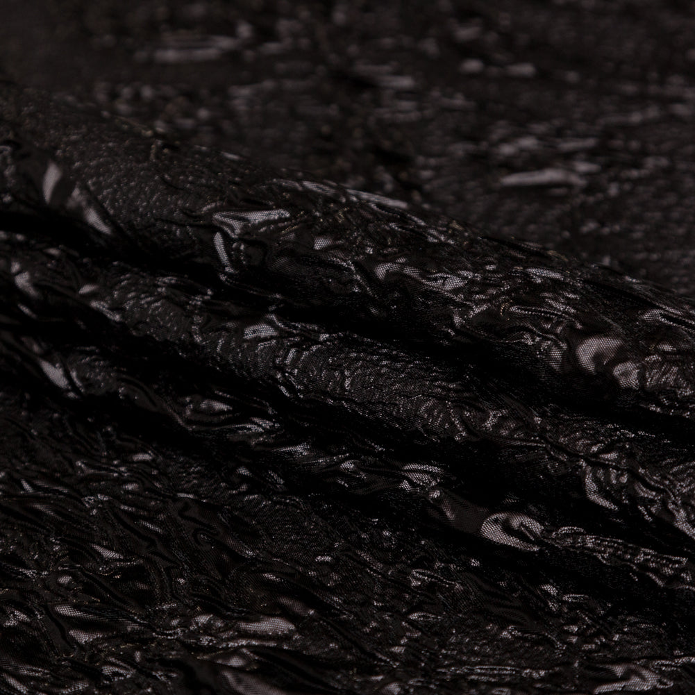 Metallic Black Crinkled Luxury Brocade - Folded Metallic Black Crinkled Luxury Brocade - Folded