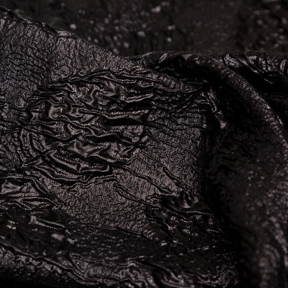 Metallic Black Crinkled Luxury Brocade - Detail Metallic Black Crinkled Luxury Brocade - Detail