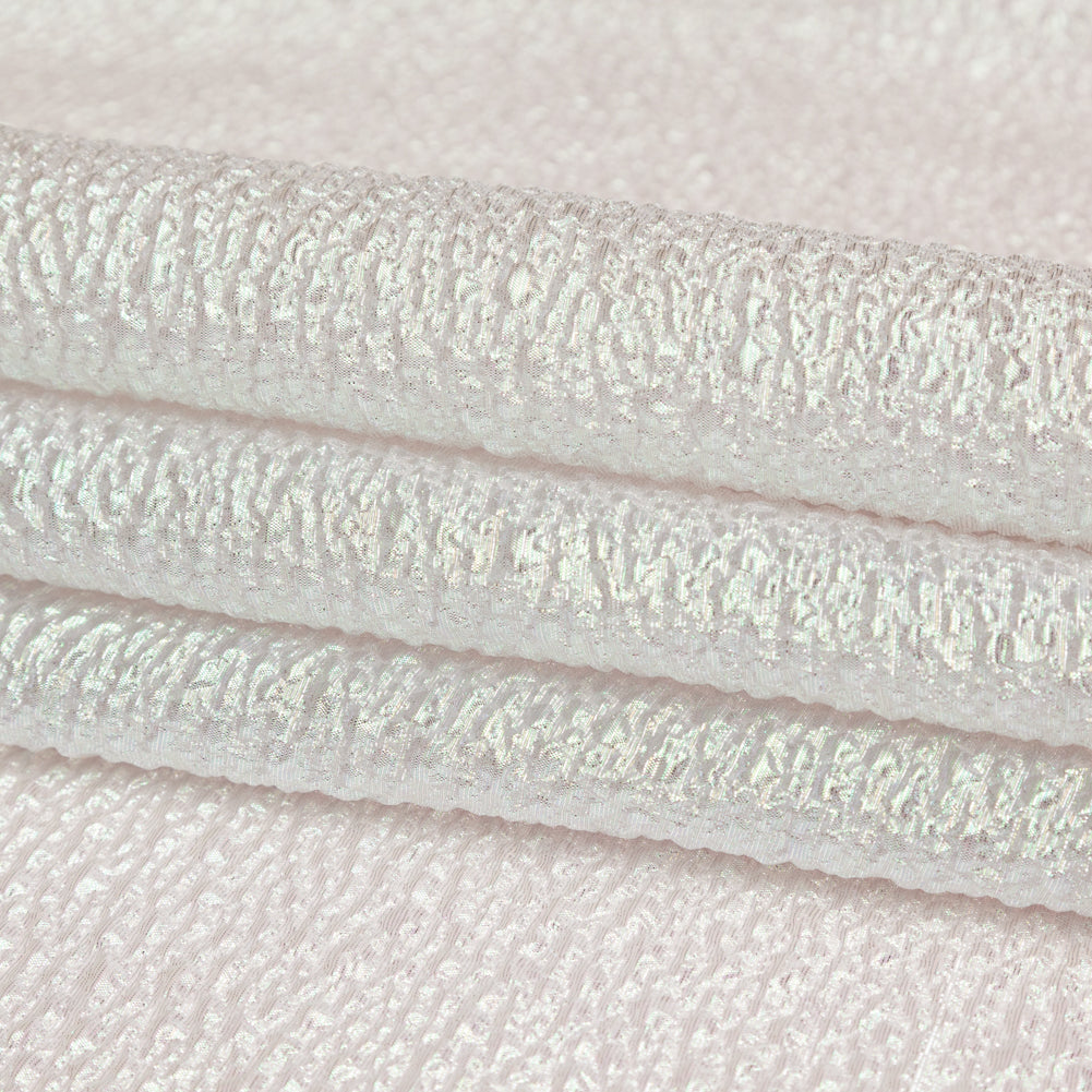 Metallic Bright White and Green Iridescent Bubbly Organza Brocade Folded Metallic Bright White and Green Iridescent Bubbly Organza Brocade Folded