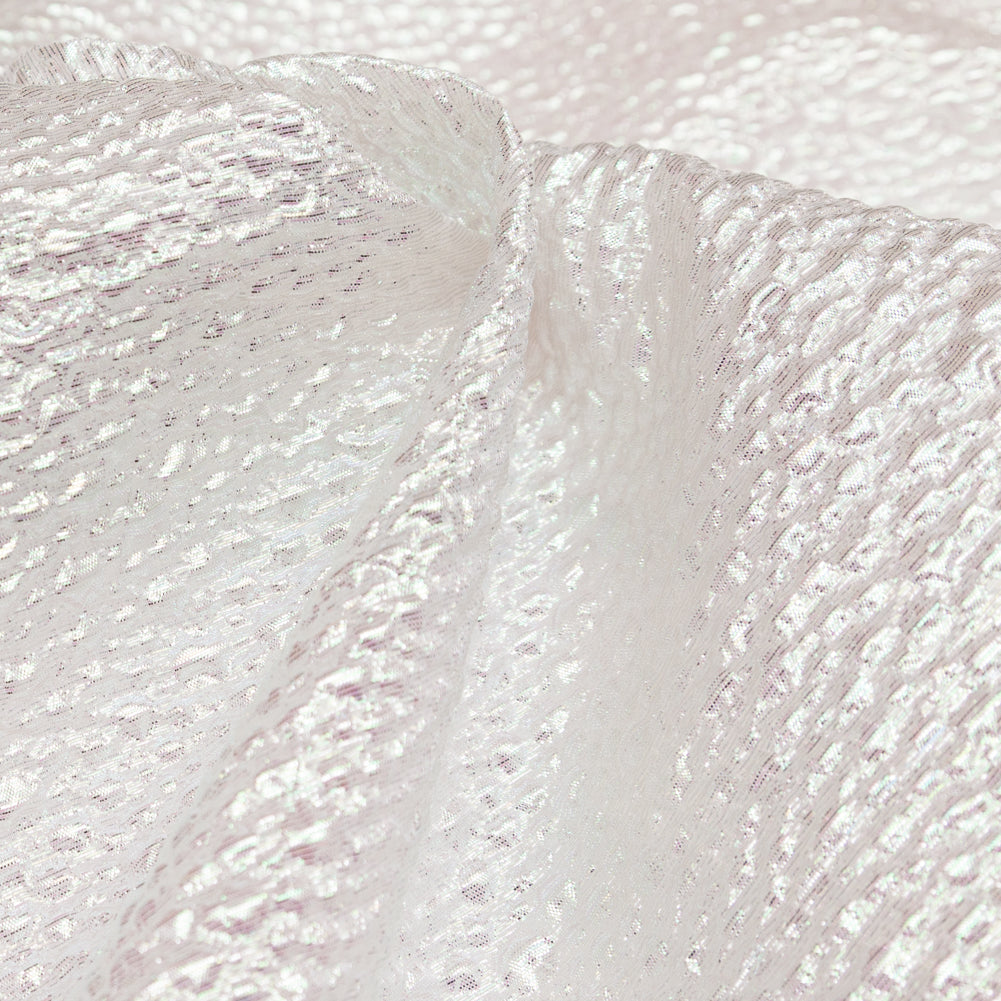 Metallic Bright White and Green Iridescent Bubbly Organza Brocade Detail Metallic Bright White and Green Iridescent Bubbly Organza Brocade Detail