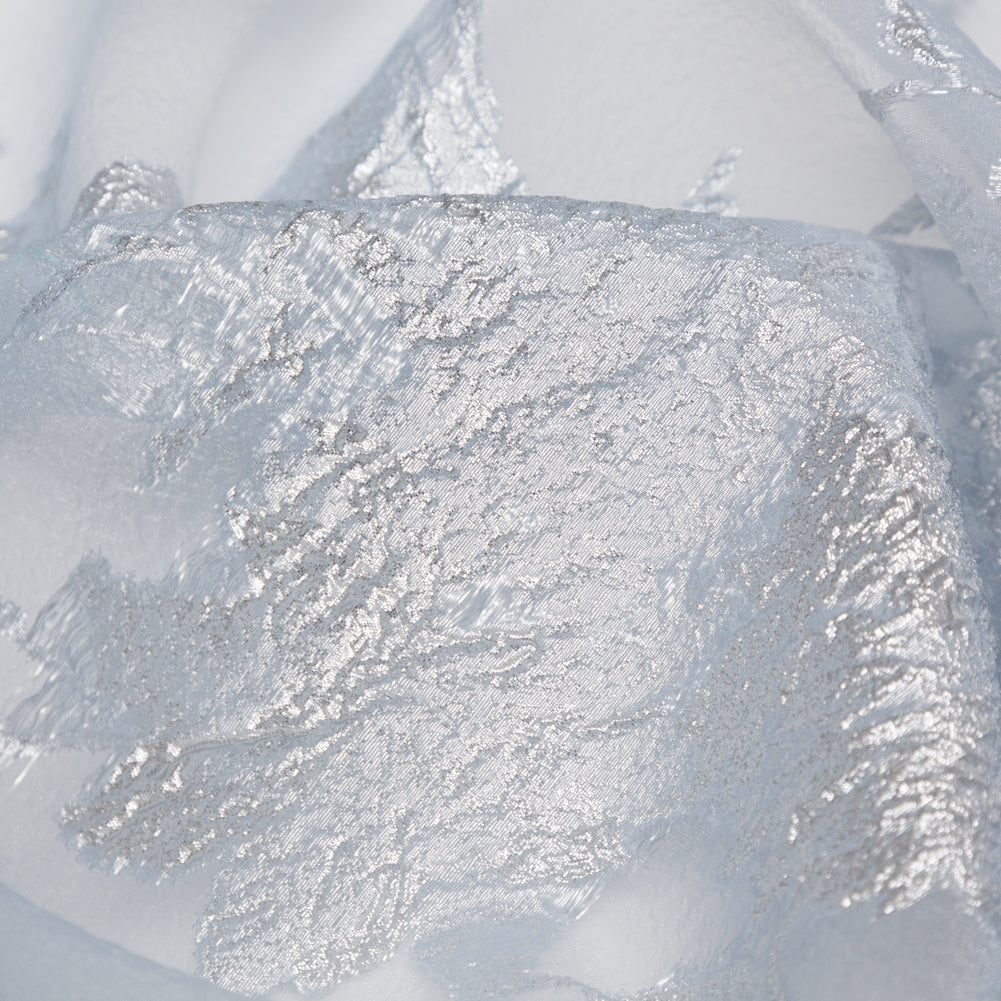 Metallic Silver and Gray Violet Abstract Luxury Organza Brocade Detail Metallic Silver and Gray Violet Abstract Luxury Organza Brocade Detail