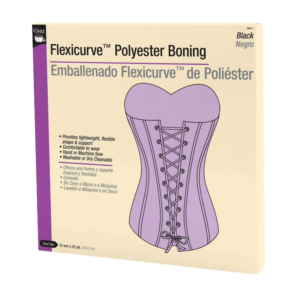 Dritz Flexicurve Polyester Boning - Black - 12mm X 22yds Dritz Flexicurve Polyester Boning - Black - 12mm X 22yds