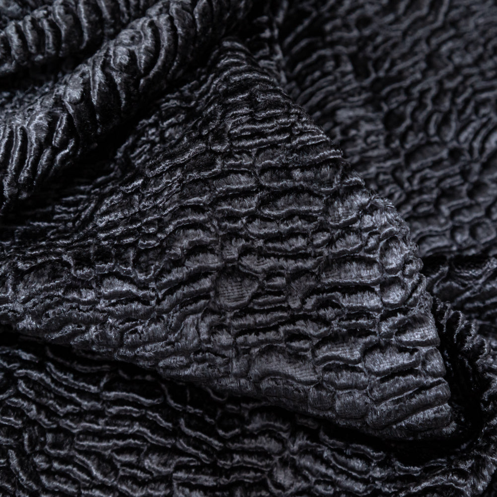 Premium Black Bean Faux Persian Lamb Fur - Full Premium Black Bean Faux Persian Lamb Fur - Full