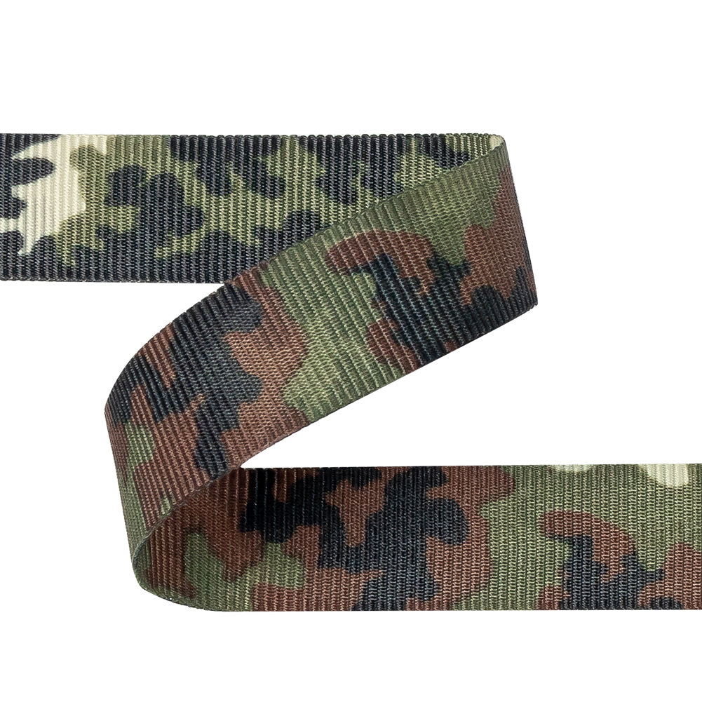Italian Camouflage Grosgrain Ribbon - 0.625 - Detail Italian Camouflage Grosgrain Ribbon - 0.625 - Detail