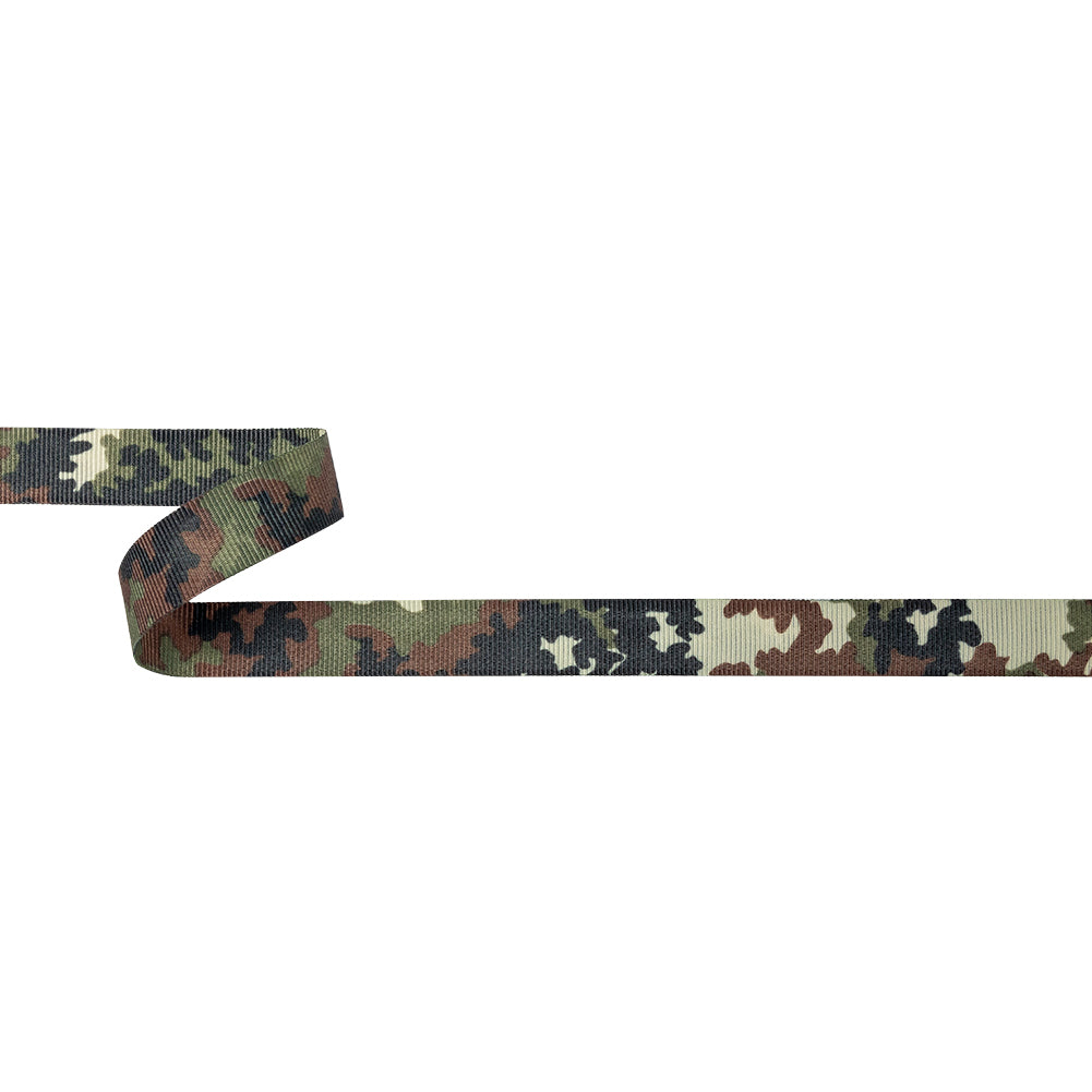 Italian Camouflage Grosgrain Ribbon - 0.625 Italian Camouflage Grosgrain Ribbon - 0.625